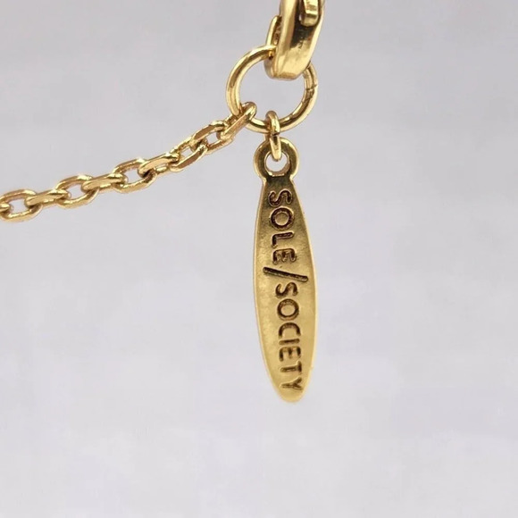 Sole Society‎ Long Gold Crystal Circle Pendant Necklace - Picture 6 of 7
